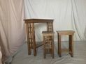 Oak couch table and side tables with mortise and tenon side detail.