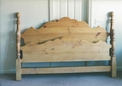 Pine bed headboard and foot board. Foot board was built by Campana Woodworking to match headboard