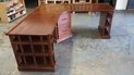 Corner desk built with open mortise and tenon web on ends for two people.