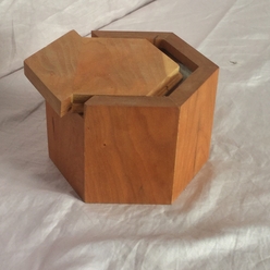 Six-sided cherry box with slide lid.