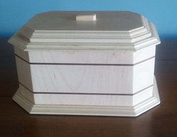 Maple 8-sided jewelry box with lift lid and ebony inlays.